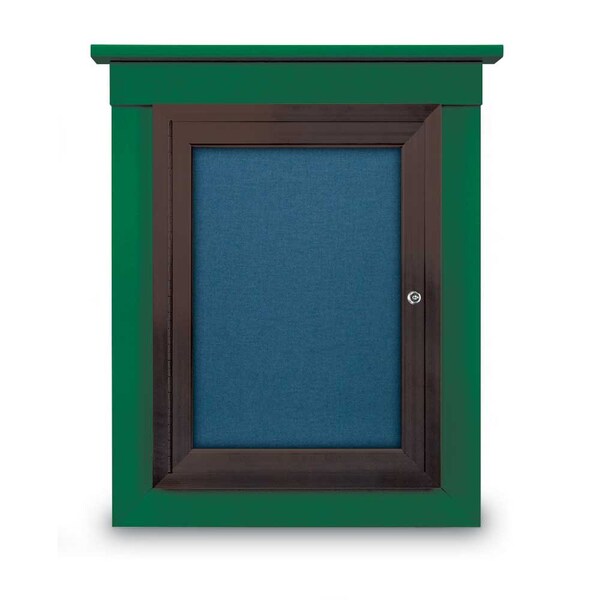 60"x48" 2-Door Enclosed Letterboard, Green Felt/Walnut